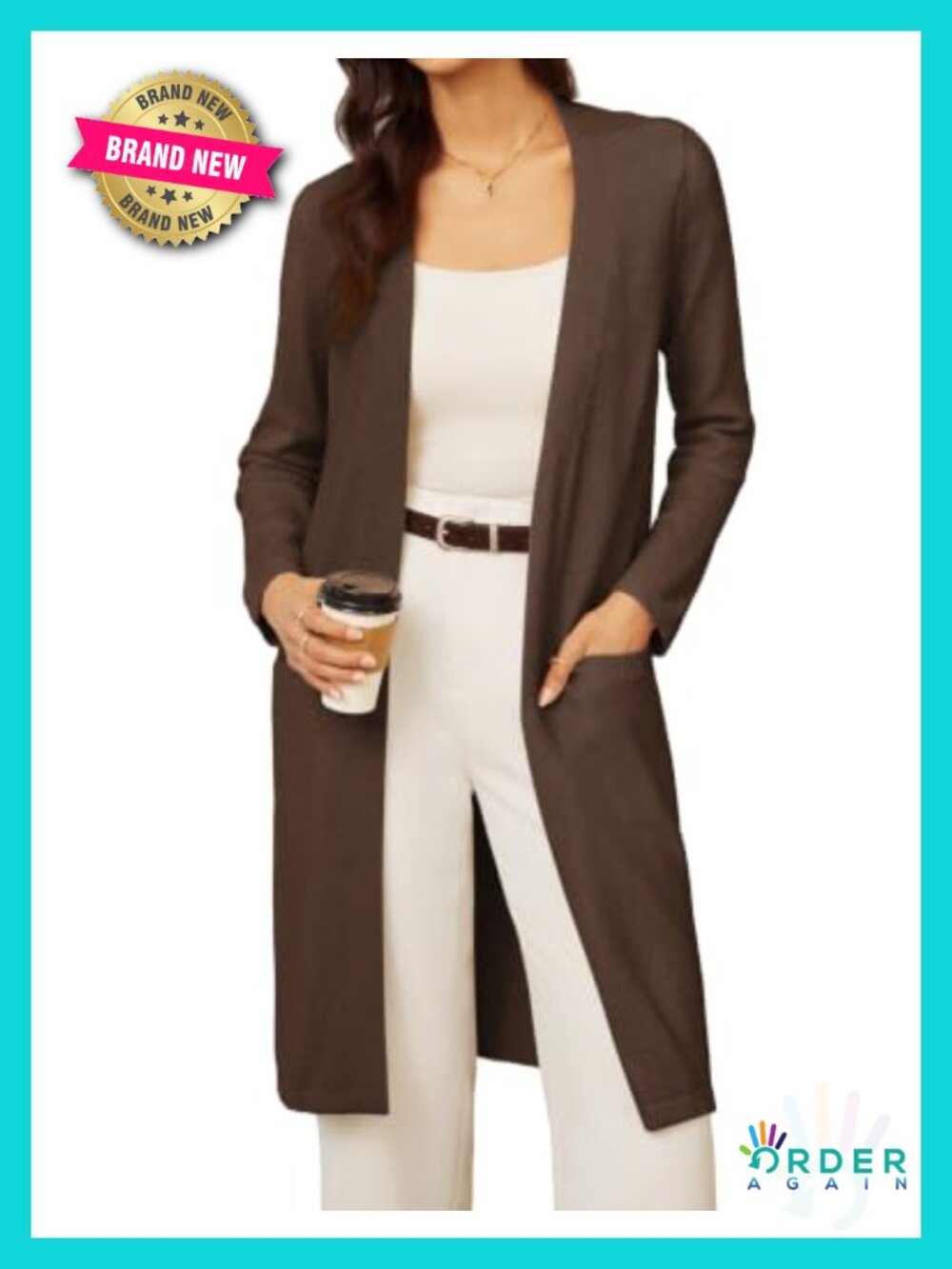 Long Cardigan Open Front Knit Duster with Pockets